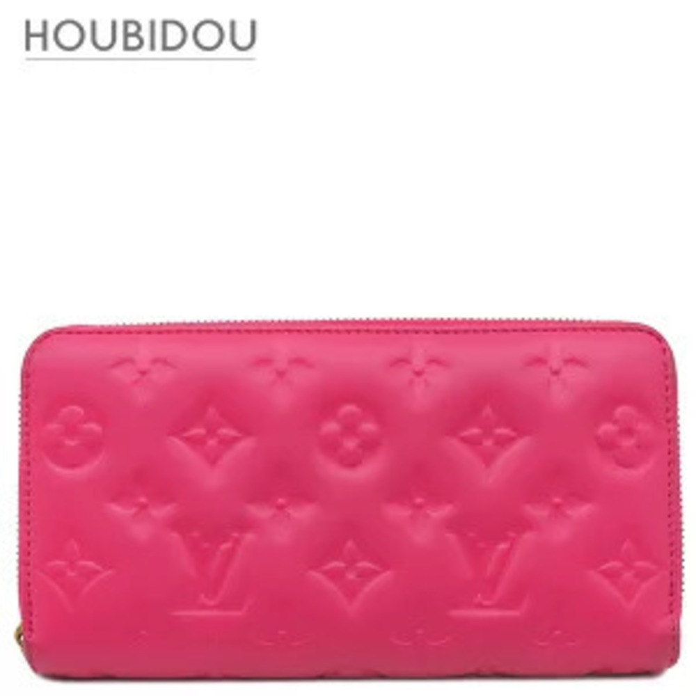 Louis Vuitton Zippy Wallet Leather Bougainvillea Monogram Embossed Round Zipper